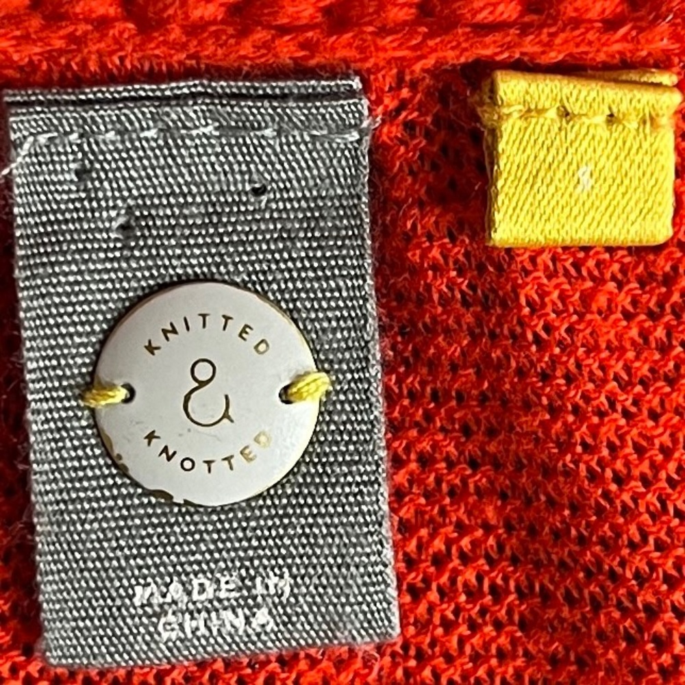 Knitted & Knotted Tethered Pointelle Cardigan in Orange - sz Small - Picture 11 of 14